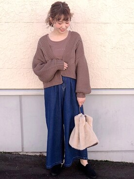 「NICE CLAUP（ナイスクラップ）のアイテム（パンツ）」を使った、𝑚 𝑖 𝑠 𝑎 𝑡 𝑜さん（レディース・161cm）の秋コーディネート