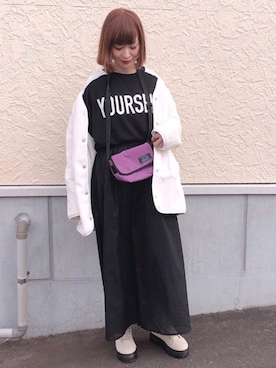 「NICE CLAUP（ナイスクラップ）のアイテム（ブルゾン）」を使った、𝑚 𝑖 𝑠 𝑎 𝑡 𝑜さん（レディース・161cm）の冬コーディネート