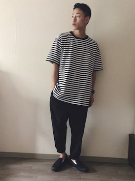 「アイテム（スリッポン）」を使った、Nagaharu Fujiwaraさん（メンズ・174cm・20代）の夏コーディネート