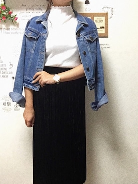 「オフィス」｜「アイテム（デニムジャケット）」を使った、あやねんさん（レディース・156cm）の秋コーディネート