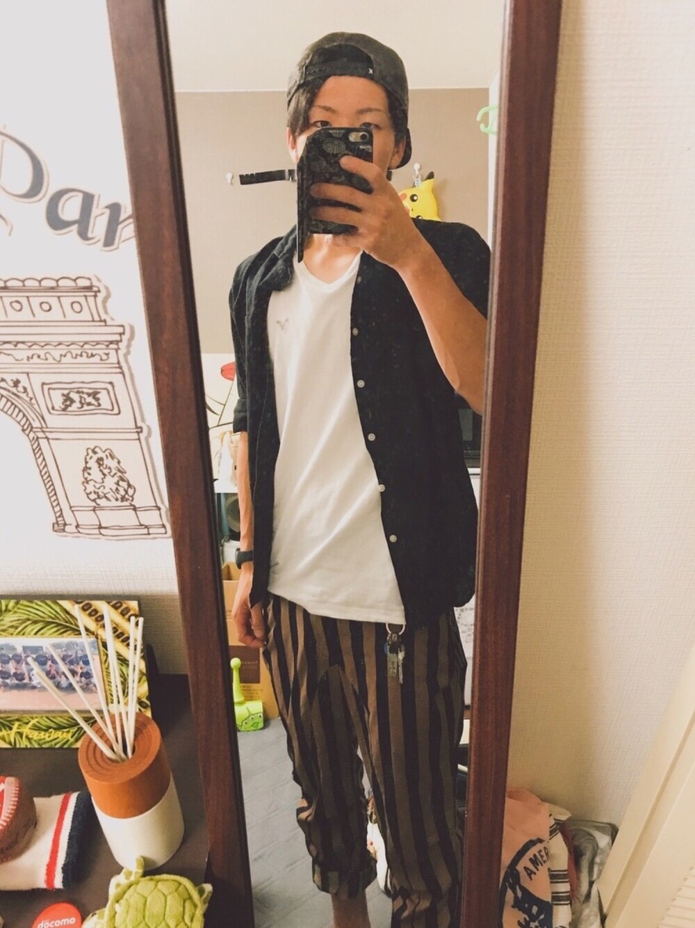 「ラフ、おしゃれさんと繋がりたい、夏セールで買いました」｜「American Eagleのアイテム（Tシャツ/カットソー、ホワイト系）」を使った、そーちゃんさん（メンズ・170cm）の夏コーディネートの1枚目の写真