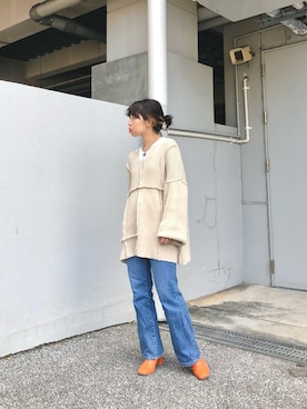 「MAISON SPECIAL（メゾンスペシャル）のアイテム（ブーツ）」を使った、Ishida azusaさん（レディース・157cm）の冬コーディネート