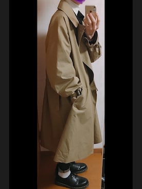 「リドム」｜「アイテム（トレンチコート）」を使った、しょーご[相互フォローさん（メンズ・175cm）の冬コーディネート