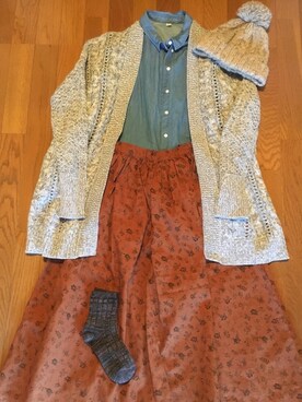 「ehka sopo（エヘカソポ）のアイテム（ニットキャップ/ビーニー）」を使った、まいさん（レディース・156cm）の冬コーディネート