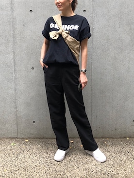 「UNIQLO（ユニクロ）のアイテム（その他パンツ、ブラック系）」を使った、yukiyoさん（レディース・171cm）の春コーディネート