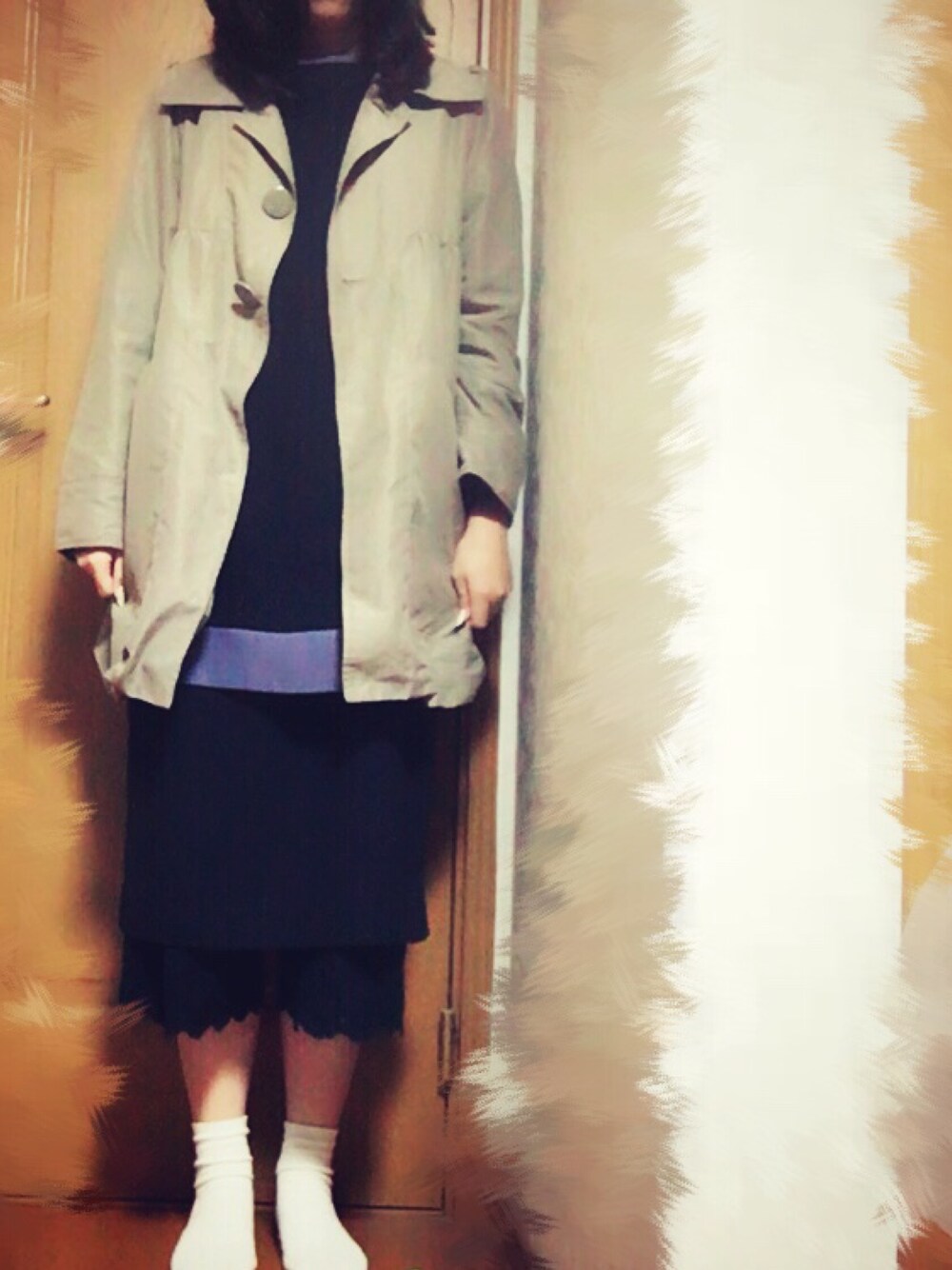「おしゃれさんと繋がりたい、古着、古着MIX、古着好きな人と繋がりたい、お洒落さんとつながりたい」｜「USEDのアイテム（ワンピース/ドレス、ブラック系）」を使った、f u a ∴さん（レディース・162cm）の秋コーディネートの1枚目の写真
