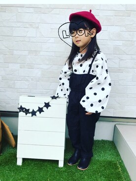 「アイテム（つなぎ/オールインワン）」を使った、mi-soさん（キッズ・110cm）の秋コーディネート