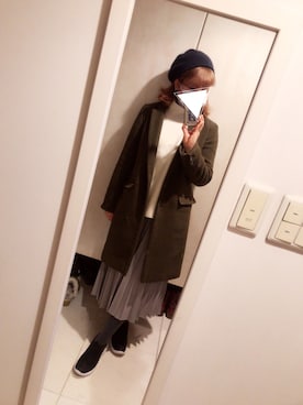 「OSMOSIS（オズモーシス）のアイテム（ハンチング/ベレー帽）」を使った、コトさんさん（レディース・157cm）の冬コーディネート