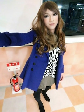 「アイテム（ピーコート）」を使った、西村らんさん（メンズ・170cm）の春コーディネート