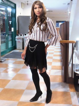 「CECIL McBEE（セシルマクビー）のアイテム（スカート）」を使った、西村らんさん（メンズ・170cm）の春コーディネート