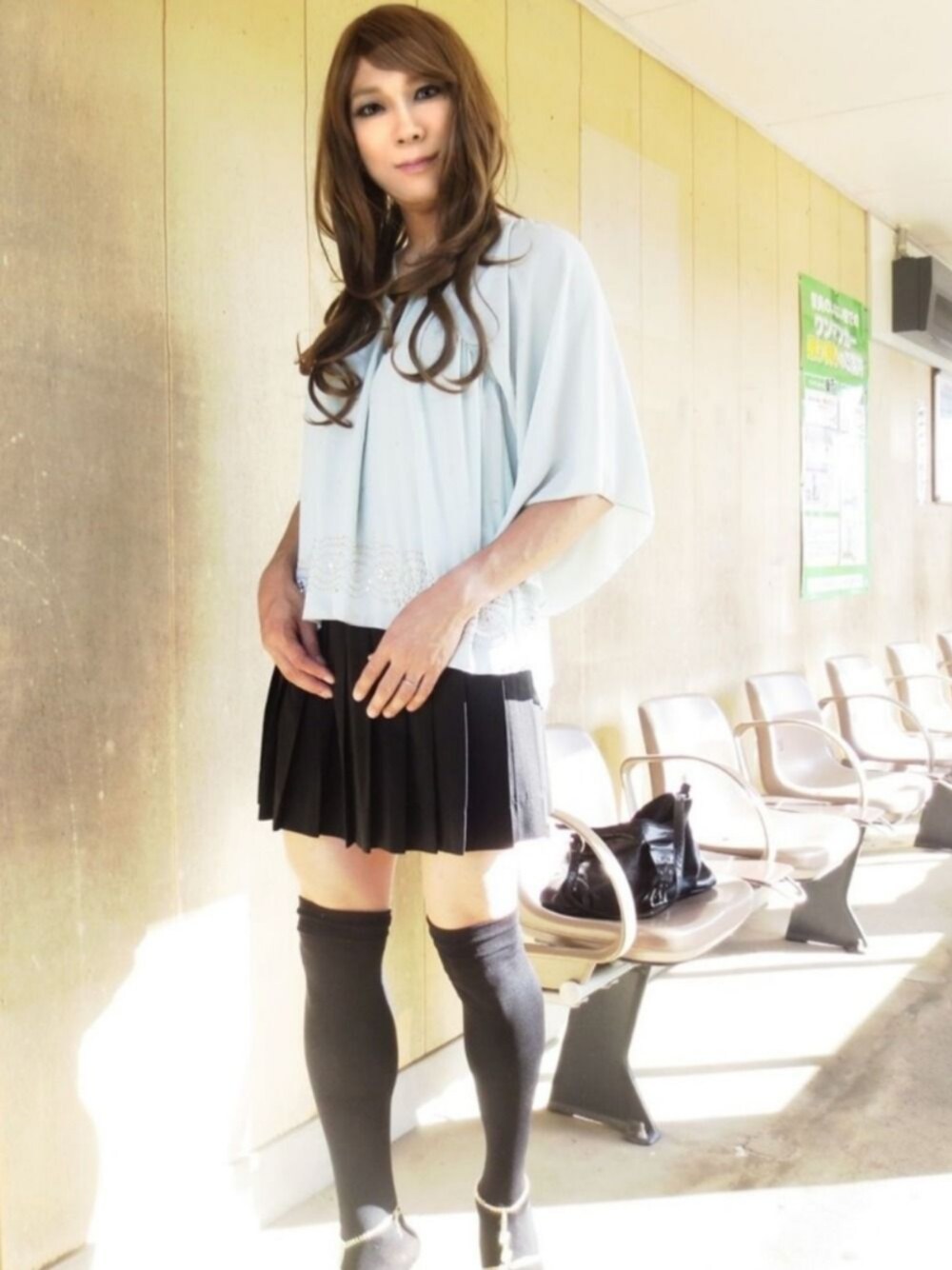 「INGNI、プリーツスカート、女装、AS KNOW AS PINKY」｜「AS KNOW AS PINKYのアイテム（スカート、ブラック系）」を使った、西村らんさん（メンズ・170cm）の夏コーディネートの1枚目の写真