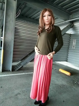「アイテム（スカート）」を使った、西村らんさん（メンズ・170cm）の冬コーディネート