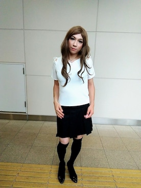 「CECIL McBEE（セシルマクビー）のアイテム（ニット/セーター）」を使った、西村らんさん（メンズ・170cm）の夏コーディネート