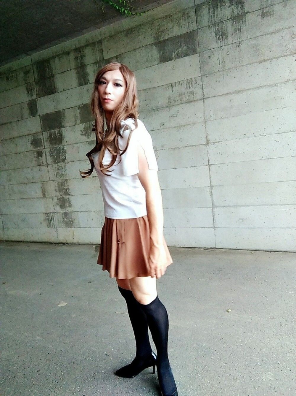 「女装、COCO DEAL、CECIL McBEE、おしゃれさんと繋がりたい」｜「CECIL McBEEのアイテム（ニット/セーター、ホワイト系）」を使った、西村らんさん（メンズ・170cm）の夏コーディネートの1枚目の写真