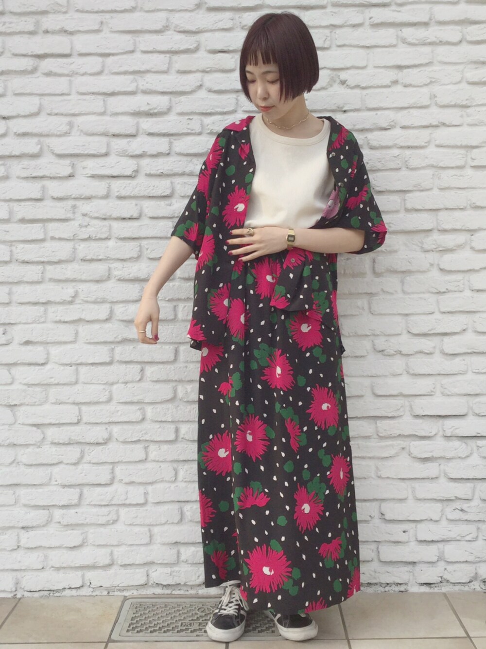 CHILD WOMAN（チャイルドウーマン）の「花×水玉プリント ギャザー