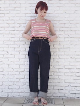 「ノースリーブニット」｜Iwaさん（レディース・160cm）の夏コーディネート