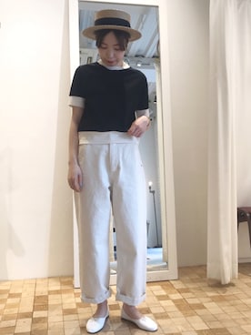 「カンカン帽」｜Iwaさん（レディース・160cm）の春コーディネート