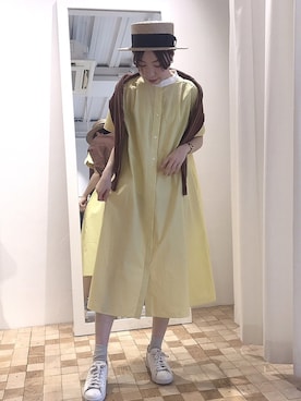 「アイテム（シャツワンピース）」を使った、Iwaさん（レディース・160cm）の春コーディネート