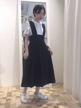 「アイテム（ジャンパースカート）」を使った、Iwaさん（レディース・160cm）の春コーディネート