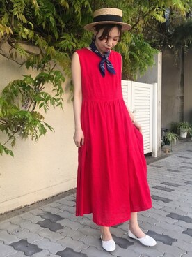 「カンカン帽」｜Iwaさん（レディース・160cm）の春コーディネート