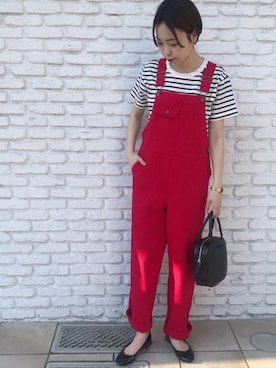 「アイテム（オールインワン・サロペット）」を使った、Iwaさん（レディース・160cm）の春コーディネート