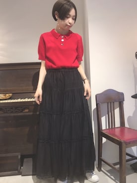 「ティアードスカート」｜Iwaさん（レディース・160cm）の夏コーディネート