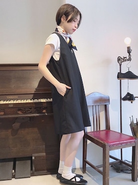 「アイテム（サロペット/オーバーオール）」を使った、Iwaさん（レディース・160cm）の夏コーディネート