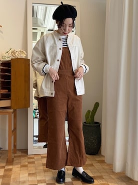 「アイテム（サロペット/オーバーオール）」を使った、Iwaさん（レディース・160cm）の秋コーディネート