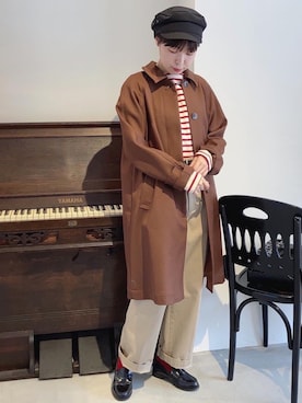 「アイテム（ステンカラーコート）」を使った、Iwaさん（レディース・160cm）の秋コーディネート