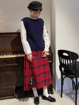 「タータンチェック」｜Iwaさん（レディース・160cm）の秋コーディネート