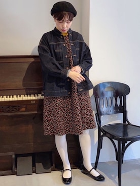 「レトロ」｜「アイテム（ジャンパースカート）」を使った、Iwaさん（レディース・160cm）の秋コーディネート