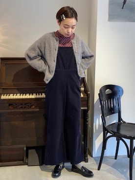 「アイテム（サロペット/オーバーオール）」を使った、Iwaさん（レディース・160cm）の冬コーディネート