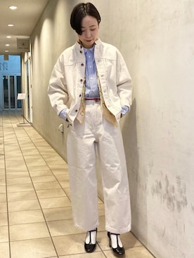 「アイテム（デニムジャケット）」を使った、Iwaさん（レディース・160cm）の冬コーディネート