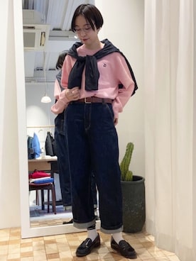 「ピンクニット」｜Iwaさん（レディース・160cm）の冬コーディネート