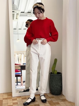 「白デニム」｜Iwaさん（レディース・160cm）の春コーディネート