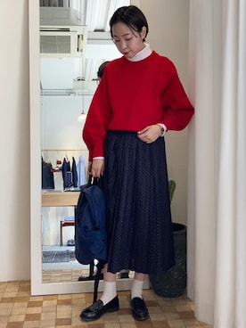 「アイテム（デニムスカート）」を使った、Iwaさん（レディース・160cm）の春コーディネート