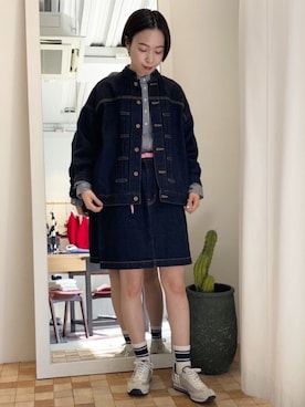 「アイテム（デニムジャケット）」を使った、Iwaさん（レディース・160cm）の春コーディネート