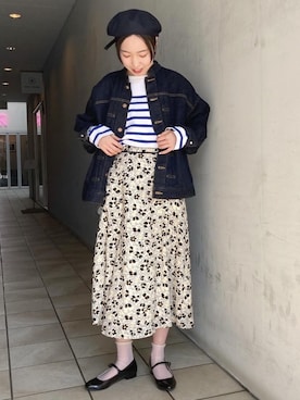 「アイテム（デニムジャケット）」を使った、Iwaさん（レディース・160cm）の春コーディネート