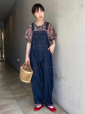 「アイテム（サロペット/オーバーオール）」を使った、Iwaさん（レディース・160cm）の夏コーディネート