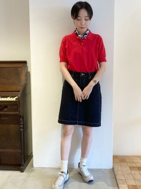 「アイテム（ポロシャツ）」を使った、Iwaさん（レディース・160cm）の夏コーディネート