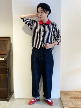 「アイテム（ポロシャツ）」を使った、Iwaさん（レディース・160cm）の夏コーディネート