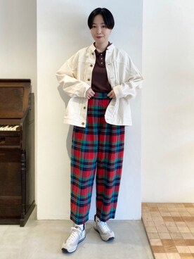 「アイテム（ポロシャツ）」を使った、Iwaさん（レディース・160cm）の秋コーディネート