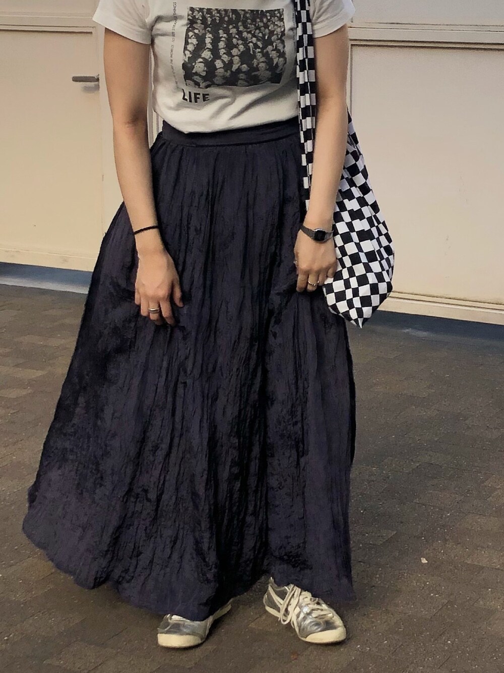 「Ray BEAMSのGOOD ROCK SPEED / Life Photo ミニ Tシャツ（Tシャツ/カットソー、ホワイト系）」を使った、サボテンさん（レディース・156cm）の夏コーディネートの1枚目の写真
