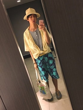 「柄×柄」｜「アイテム（腕時計）」を使った、Ringringさん（メンズ・172cm）の夏コーディネート