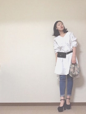 「Chico（チコ）のアイテム（チュニック）」を使った、8RU7さん（レディース・162cm）の春コーディネート