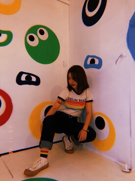 「EXCELSIOR（エクセルシオール）のアイテム（シューズ、ベージュ系）」を使った、Alice Shekさん（レディース）の秋コーディネート