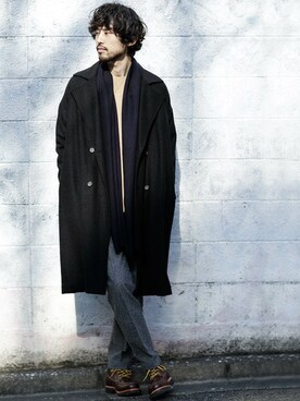 「NANO universe（ナノユニバース）のアイテム（チェスターコート）」を使った、nano・universe  WEB さん（メンズ・178cm）の冬コーディネート