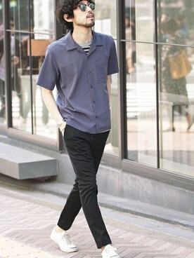 「開襟シャツ」｜nano・universe  WEB さん（メンズ・178cm）の春コーディネート