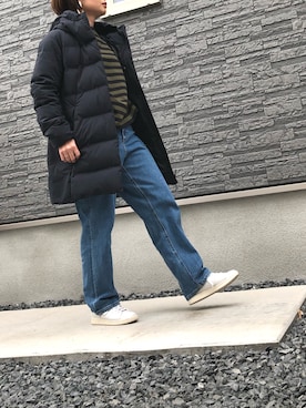 「デサント」｜「アイテム（ダウンジャケット/コート）」を使った、ティナさん（レディース・155cm）の冬コーディネート