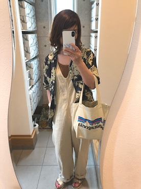 「RED CHOP WORKS（レッドチョップワークス）のアイテム（オールインワン・サロペット）」を使った、ティナさん（レディース・155cm）の夏コーディネート